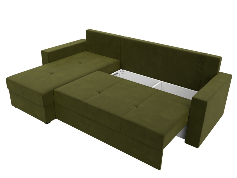 Диван угловой Верона Лайт левый угол, Микровельвет, Зеленый