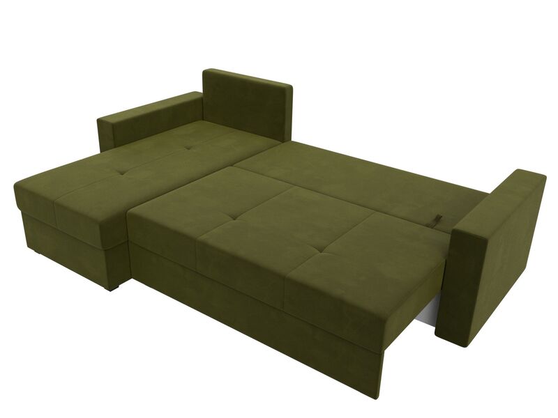 Диван угловой Верона Лайт левый угол, Микровельвет, Зеленый