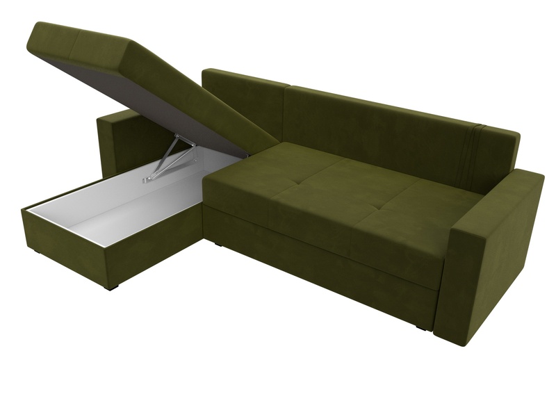 Диван угловой Верона Лайт левый угол, Микровельвет, Зеленый