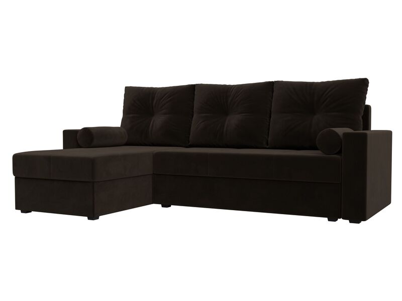 Диван угловой Верона Лайт левый угол, Микровельвет, Коричневый