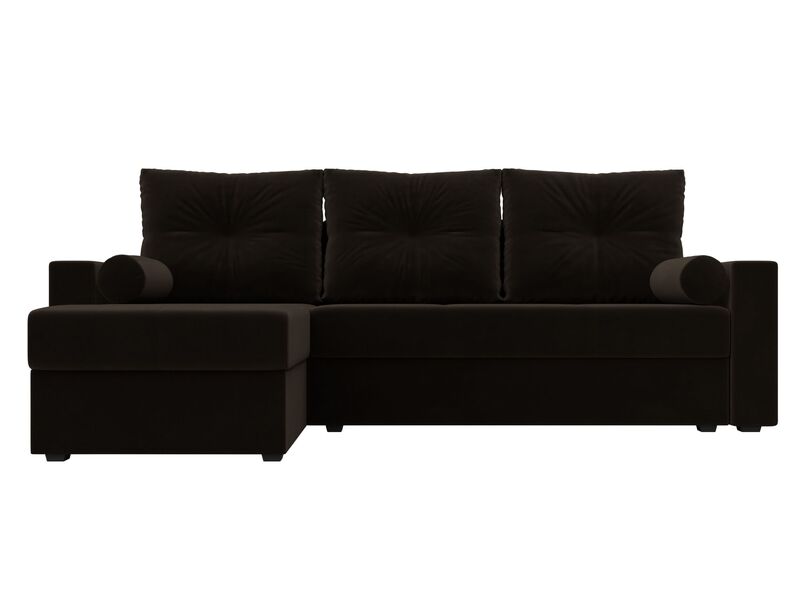 Диван угловой Верона Лайт левый угол, Микровельвет, Коричневый