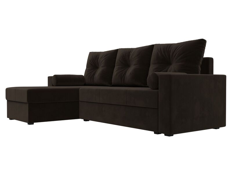 Диван угловой Верона Лайт левый угол, Микровельвет, Коричневый