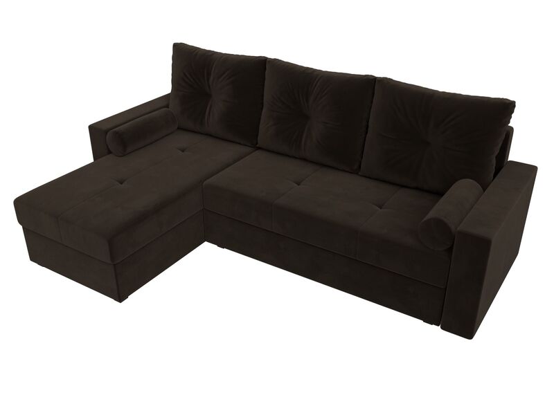 Диван угловой Верона Лайт левый угол, Микровельвет, Коричневый