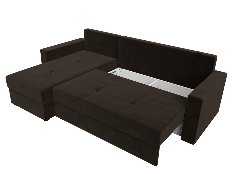 Диван угловой Верона Лайт левый угол, Микровельвет, Коричневый