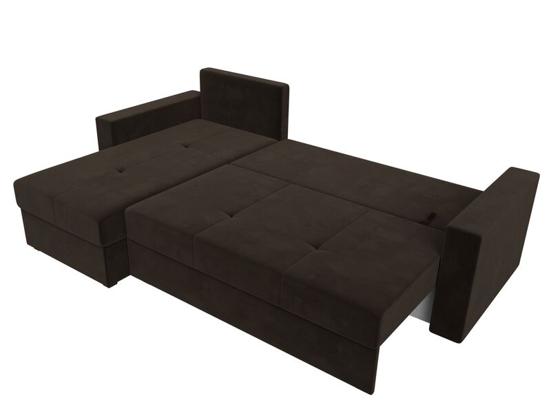 Диван угловой Верона Лайт левый угол, Микровельвет, Коричневый