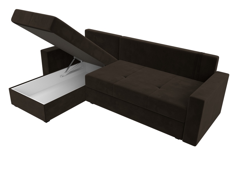 Диван угловой Верона Лайт левый угол, Микровельвет, Коричневый