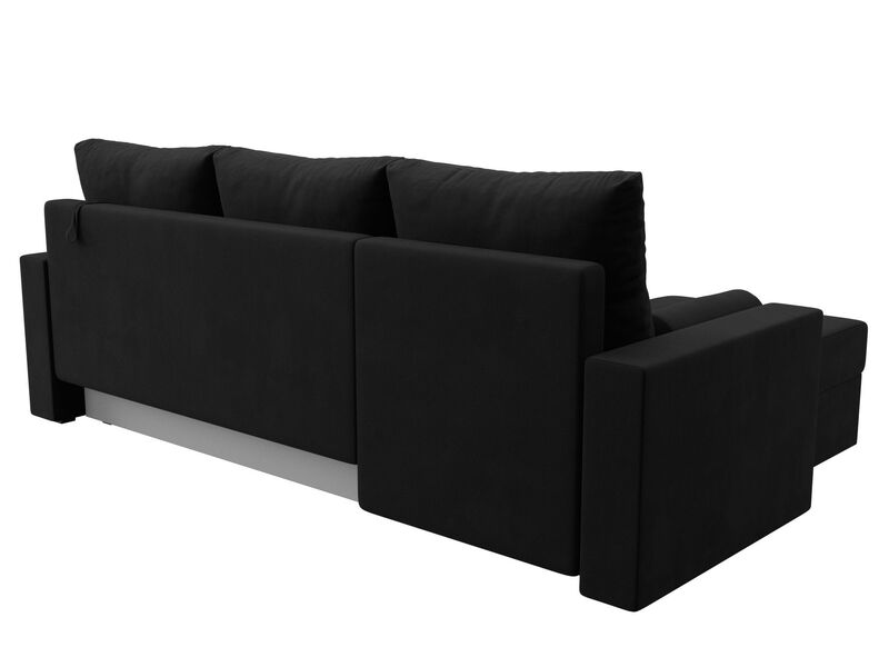 Диван угловой Верона Лайт левый угол, Микровельвет, Черный