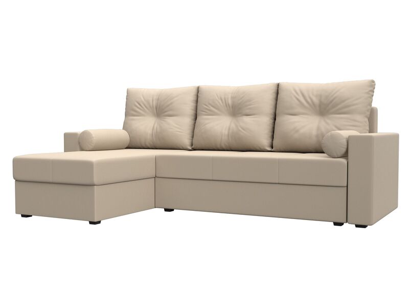 Диван угловой Верона Лайт левый угол, Экокожа, Бежевый