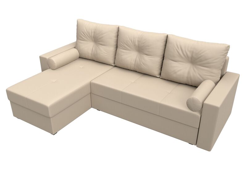 Диван угловой Верона Лайт левый угол, Экокожа, Бежевый