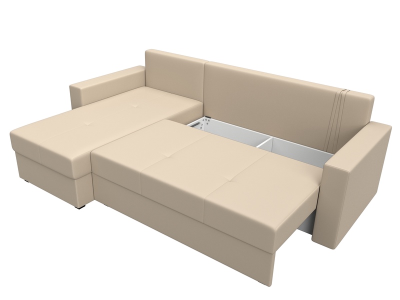 Диван угловой Верона Лайт левый угол, Экокожа, Бежевый