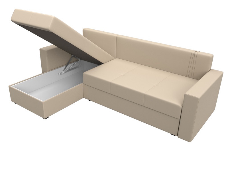 Диван угловой Верона Лайт левый угол, Экокожа, Бежевый