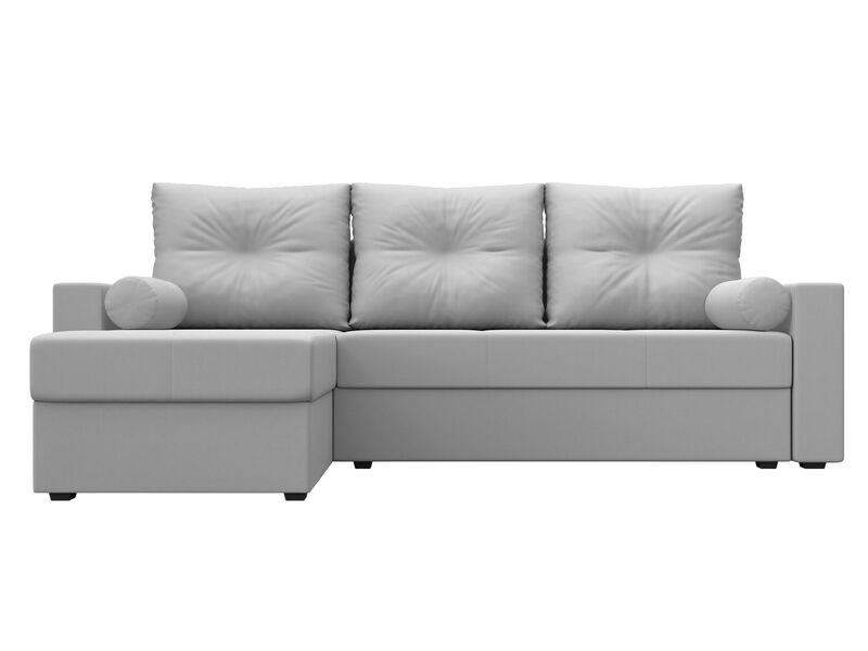 Диван угловой Верона Лайт левый угол, Экокожа, Белый