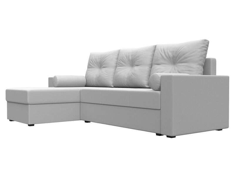 Диван угловой Верона Лайт левый угол, Экокожа, Белый