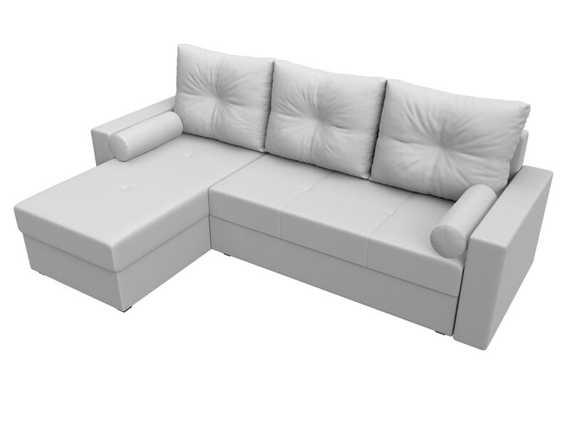 Диван угловой Верона Лайт левый угол, Экокожа, Белый