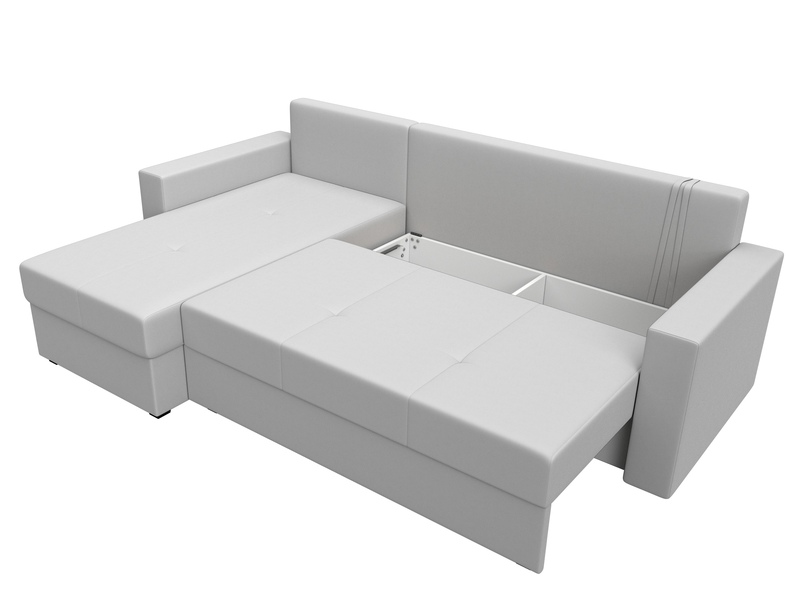Диван угловой Верона Лайт левый угол, Экокожа, Белый