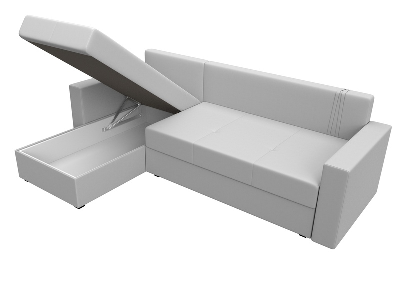 Диван угловой Верона Лайт левый угол, Экокожа, Белый