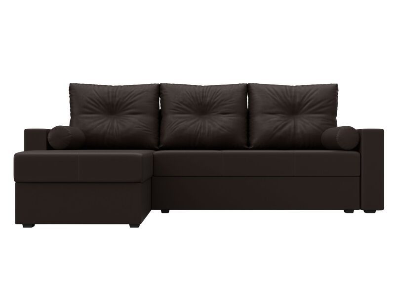 Диван угловой Верона Лайт левый угол, Экокожа, Коричневый