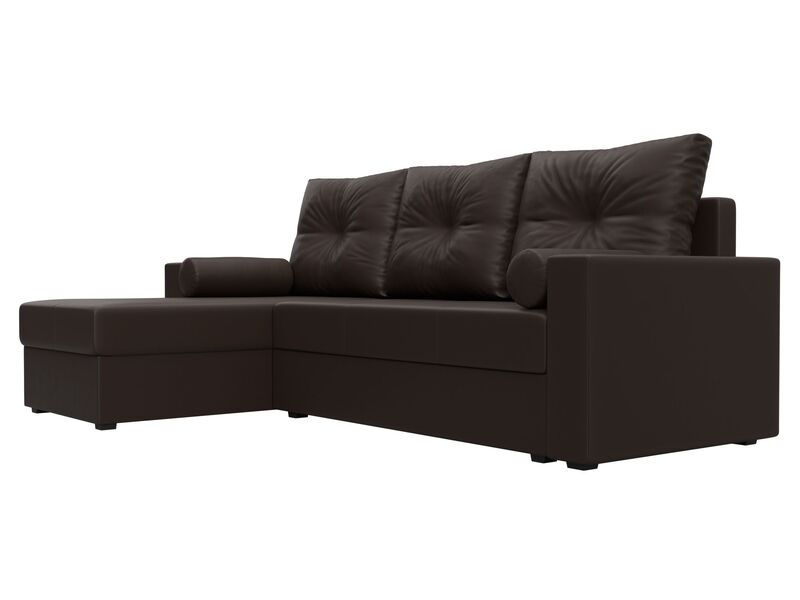 Диван угловой Верона Лайт левый угол, Экокожа, Коричневый