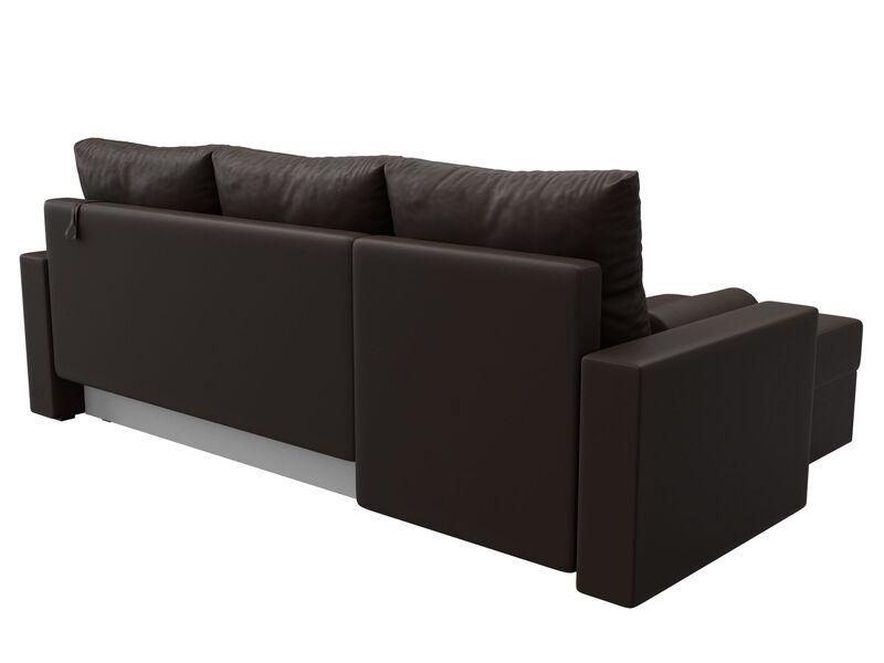 Диван угловой Верона Лайт левый угол, Экокожа, Коричневый