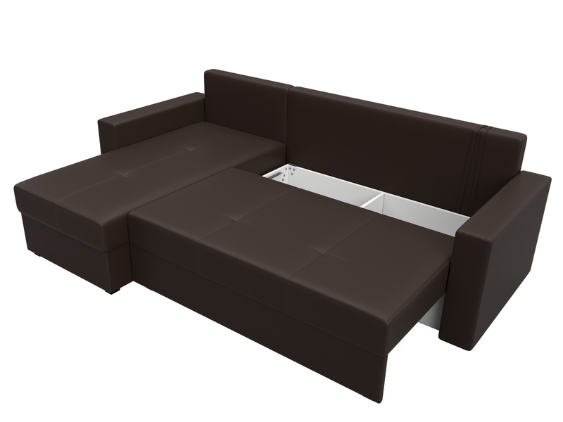 Диван угловой Верона Лайт левый угол, Экокожа, Коричневый