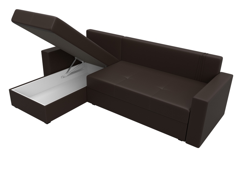 Диван угловой Верона Лайт левый угол, Экокожа, Коричневый
