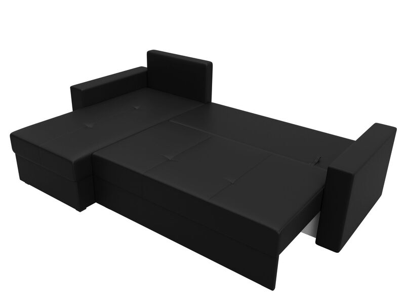 Диван угловой Верона Лайт левый угол, Экокожа, Черный