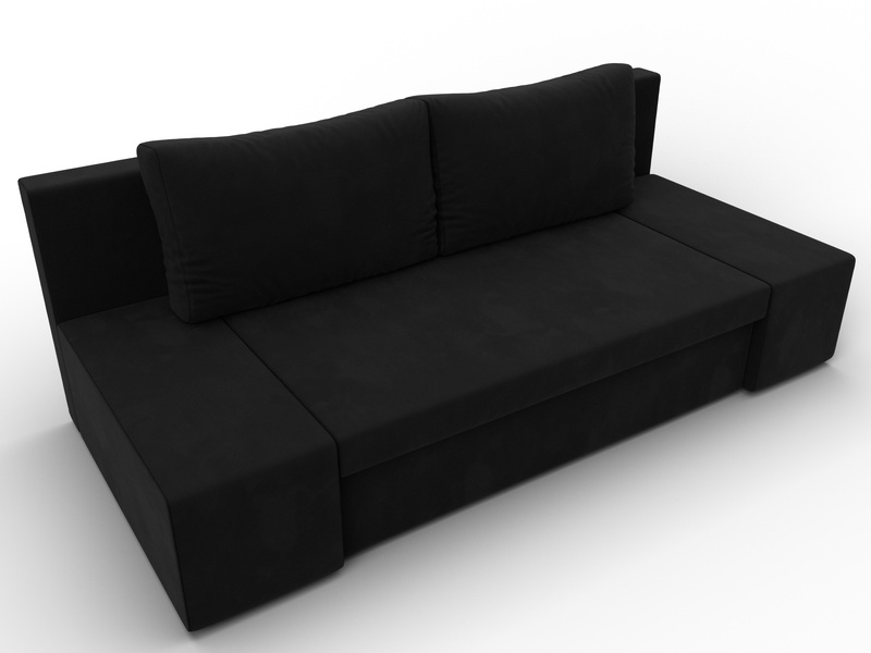 Диван прямой Сан Марко, Микровельвет, Черный