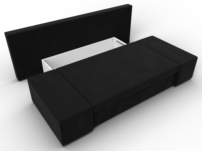 Диван прямой Сан Марко, Микровельвет, Черный