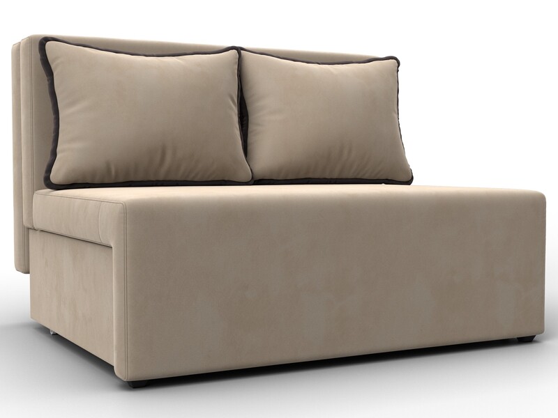 Диван прямой Лагуна, Велюр, Seven 729 бежевый;Seven 727 коричневый