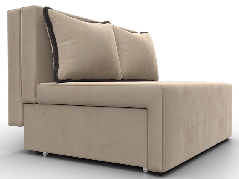 Диван прямой Лагуна, Велюр, Seven 729 бежевый;Seven 727 коричневый