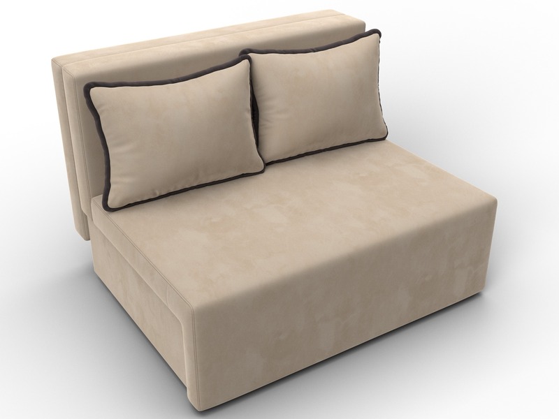 Диван прямой Лагуна, Велюр, Seven 729 бежевый;Seven 727 коричневый