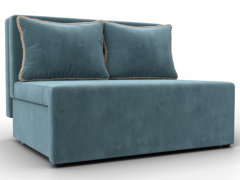 Диван прямой Лагуна, Велюр, Seven 113 бирюзовый;Seven 729 бежевый