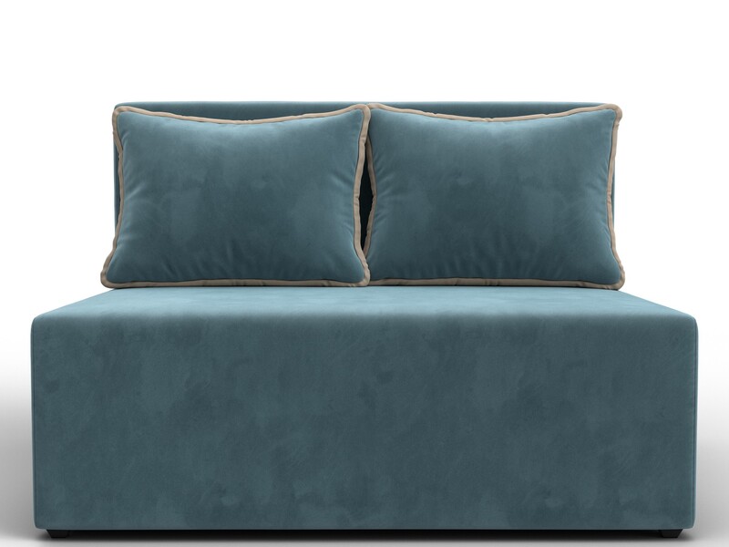 Диван прямой Лагуна, Велюр, Seven 113 бирюзовый;Seven 729 бежевый