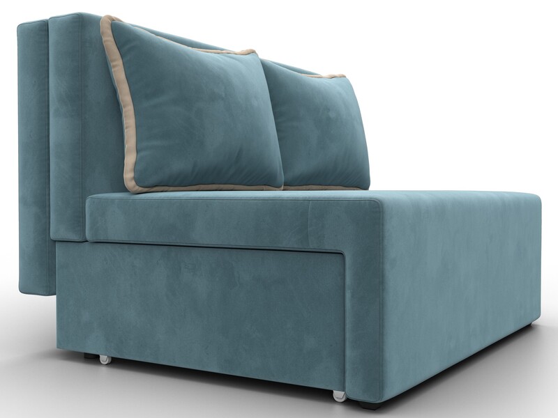 Диван прямой Лагуна, Велюр, Seven 113 бирюзовый;Seven 729 бежевый