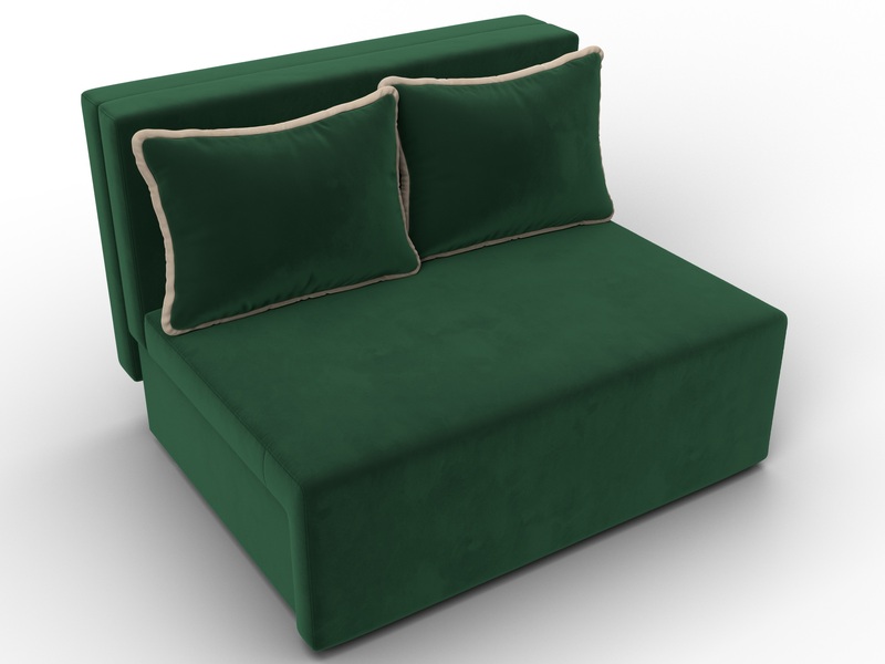 Диван прямой Лагуна, Велюр, Seven 626 зеленый;Seven 729 бежевый