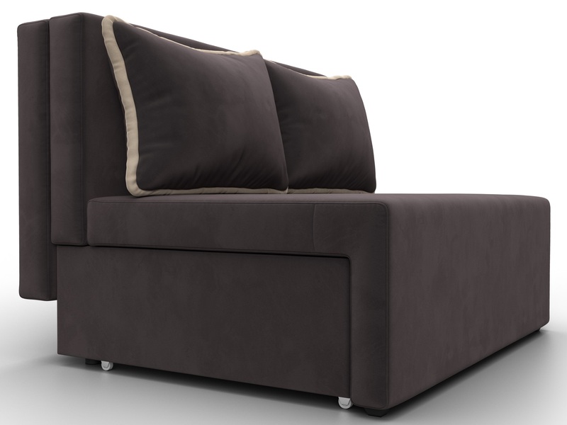 Диван прямой Лагуна, Велюр, Seven 727 коричневый;Seven 729 бежевый