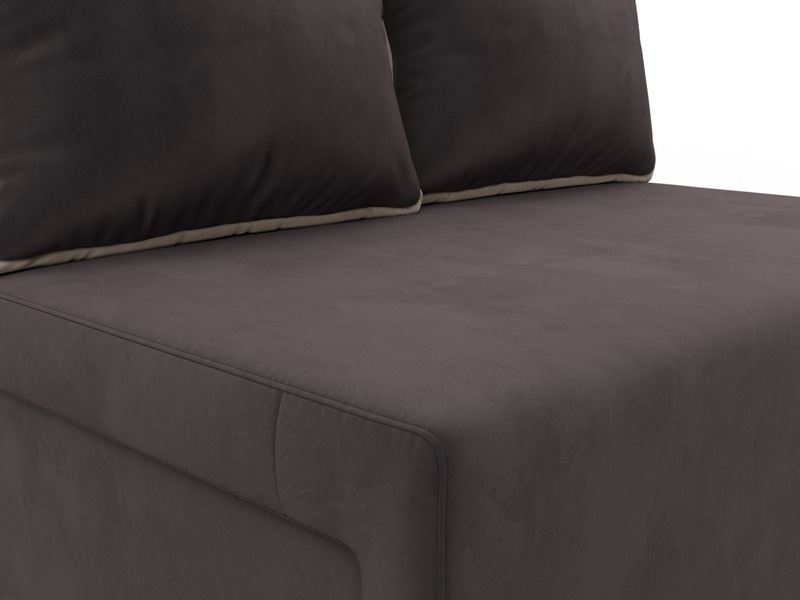 Диван прямой Лагуна, Велюр, Seven 727 коричневый;Seven 729 бежевый