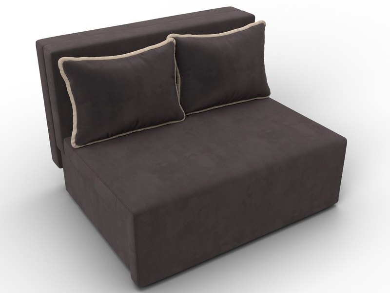 Диван прямой Лагуна, Велюр, Seven 727 коричневый;Seven 729 бежевый