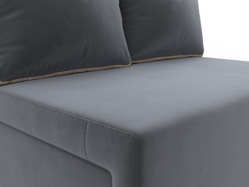 Диван прямой Лагуна, Велюр, Seven 17 серый;Seven 729 бежевый