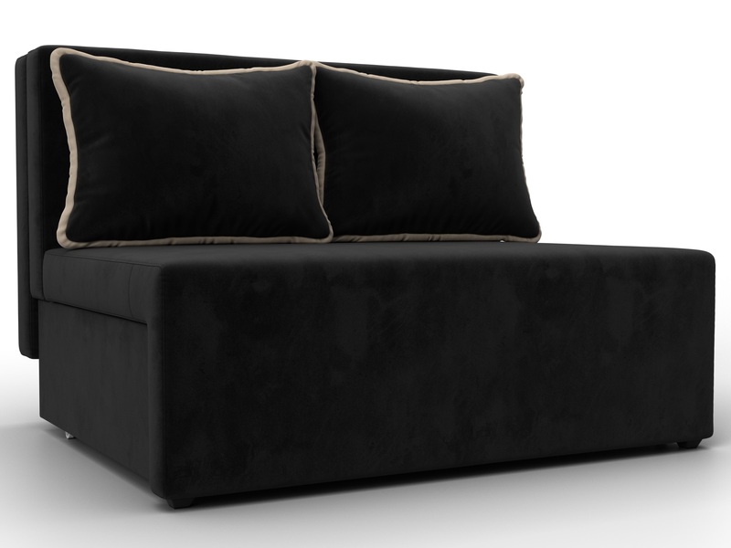 Диван прямой Лагуна, Велюр, Seven 35 черный;Seven 729 бежевый