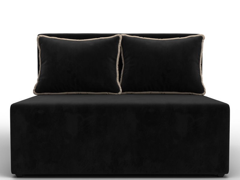 Диван прямой Лагуна, Велюр, Seven 35 черный;Seven 729 бежевый