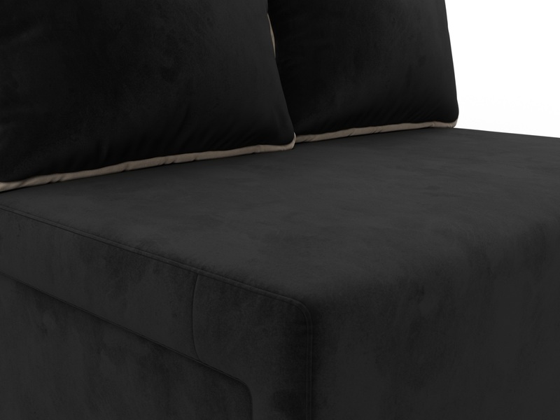 Диван прямой Лагуна, Велюр, Seven 35 черный;Seven 729 бежевый