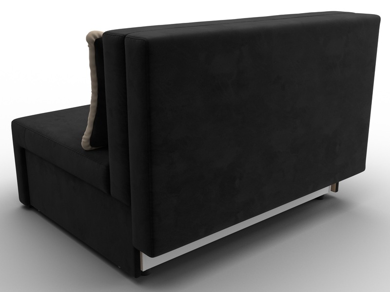 Диван прямой Лагуна, Велюр, Seven 35 черный;Seven 729 бежевый