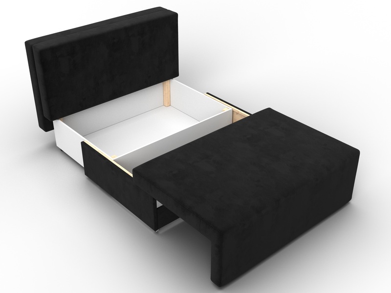 Диван прямой Лагуна, Велюр, Seven 35 черный;Seven 729 бежевый