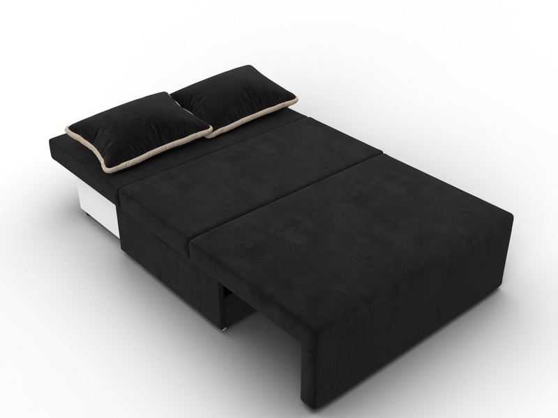 Диван прямой Лагуна, Велюр, Seven 35 черный;Seven 729 бежевый