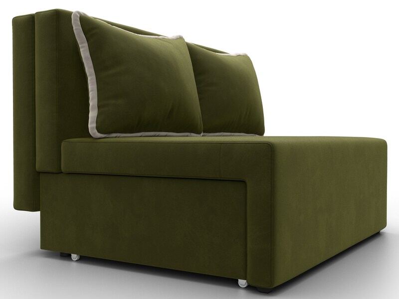 Диван прямой Лагуна, Микровельвет, Зеленый;Бежевый