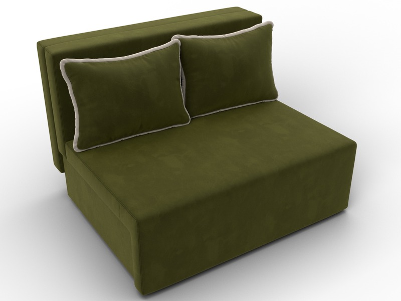 Диван прямой Лагуна, Микровельвет, Зеленый;Бежевый