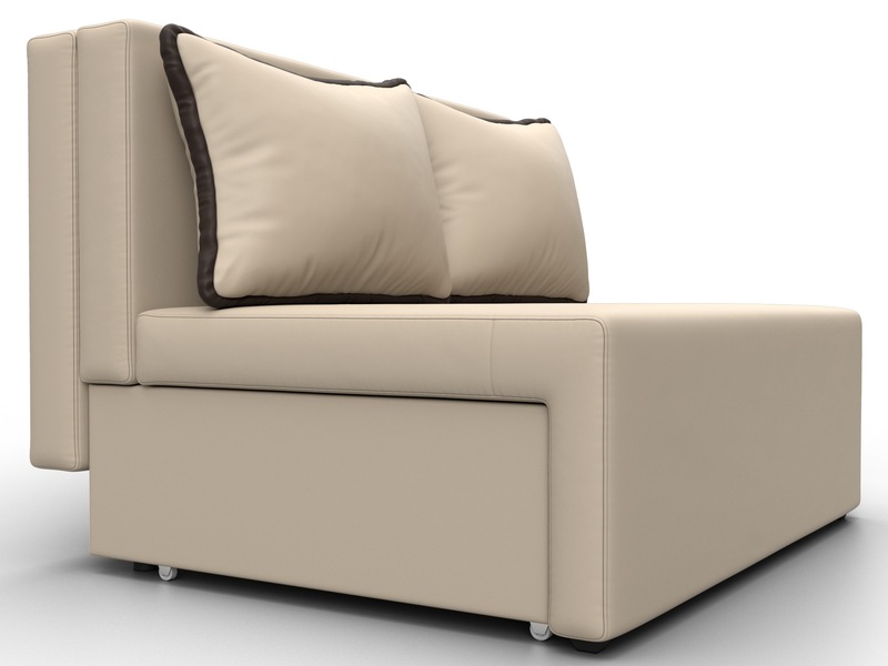 Диван прямой Лагуна, Экокожа, Бежевый;Коричневый