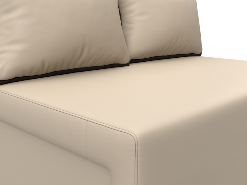 Диван прямой Лагуна, Экокожа, Бежевый;Коричневый