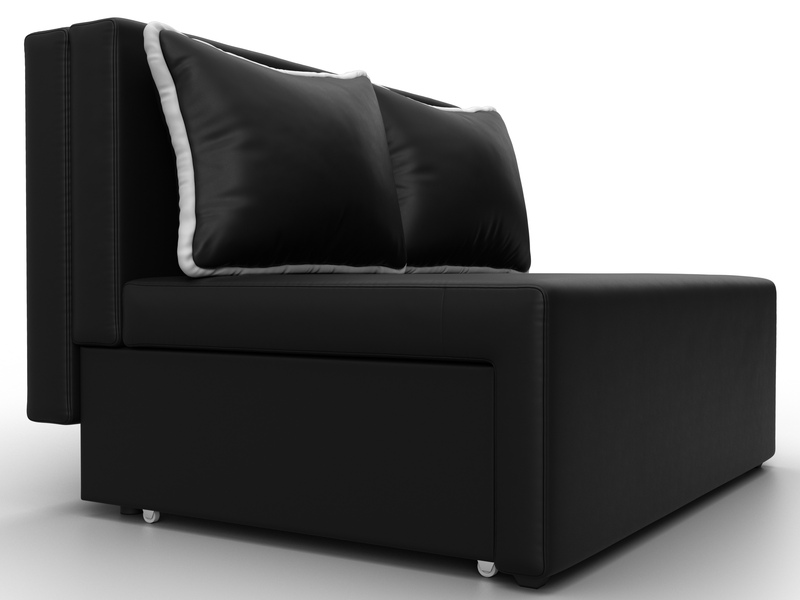 Диван прямой Лагуна, Экокожа, Черный;Белый